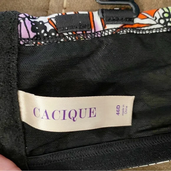 Cacique Swim Bikini Top Tropical Floral Print Underwire 46D - Picture 6 of 7